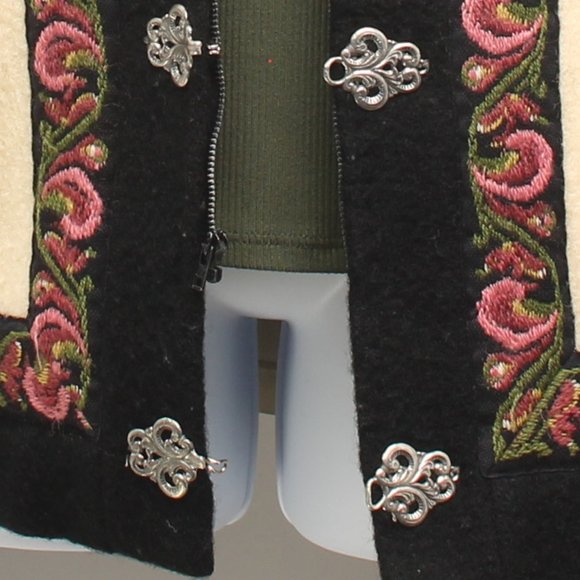 Vintage Firda 100% Wool Jacket Women's 44 Floral Granny Core  Embroidered - Picture 16 of 16